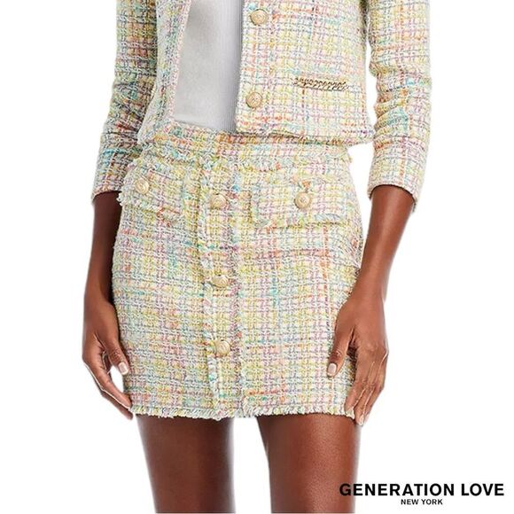 Generation Love **NWT** Sandra Tweed Skirt in Rainbow - Picture 8 of 14